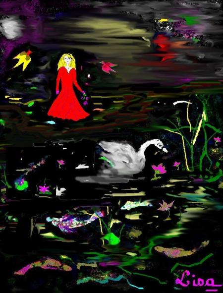 Fée rouge au Cygne